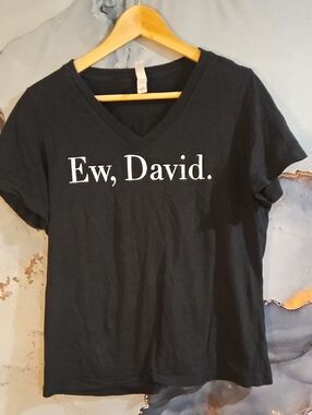 Bella Canvas Black "Ew, David." V-Neck Tee